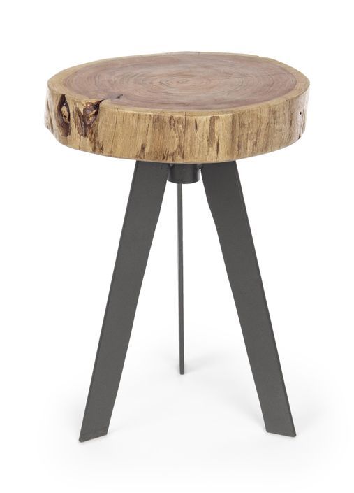 Table d'appoint ronde bois acacia naturel Denia - Lot de 2 - Photo n°5