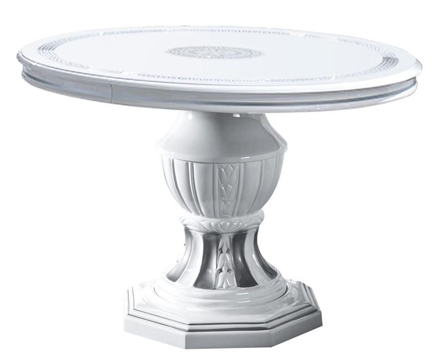 Table d'appoint ronde bois brillant blanc et gris Venus - Photo n°1