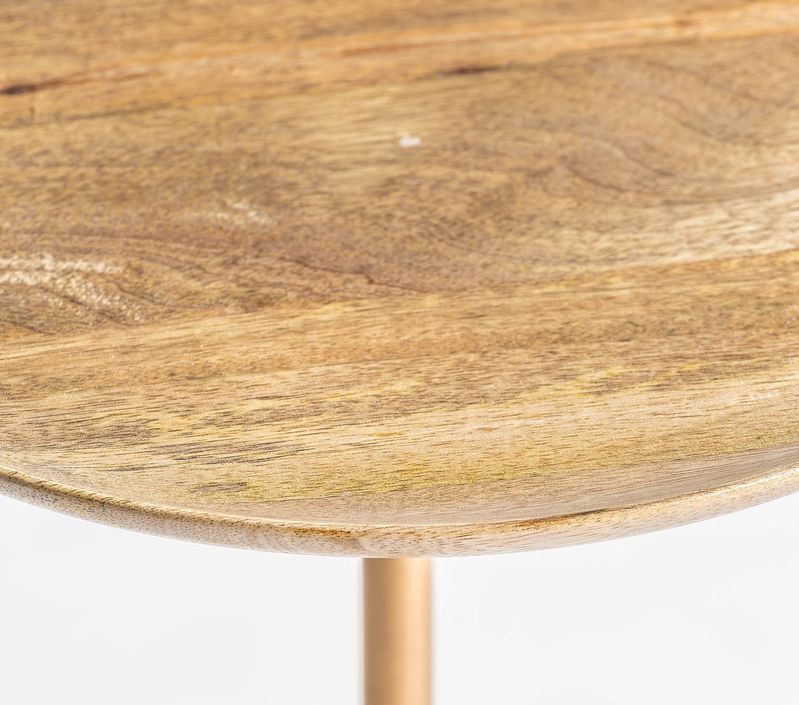 Table d'appoint ronde bois clair et pied marbre blanc Cardi - Photo n°2