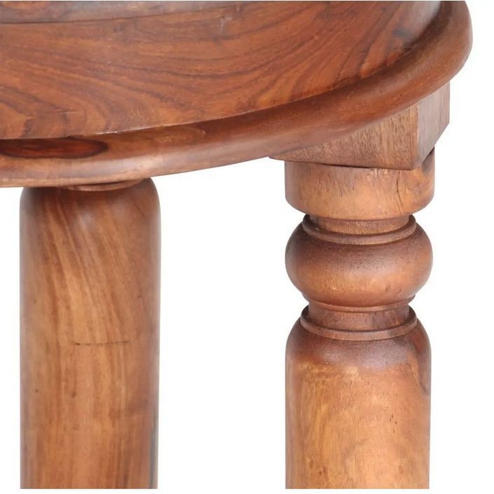 Table d'appoint ronde bois massif foncé Bouri - Photo n°4
