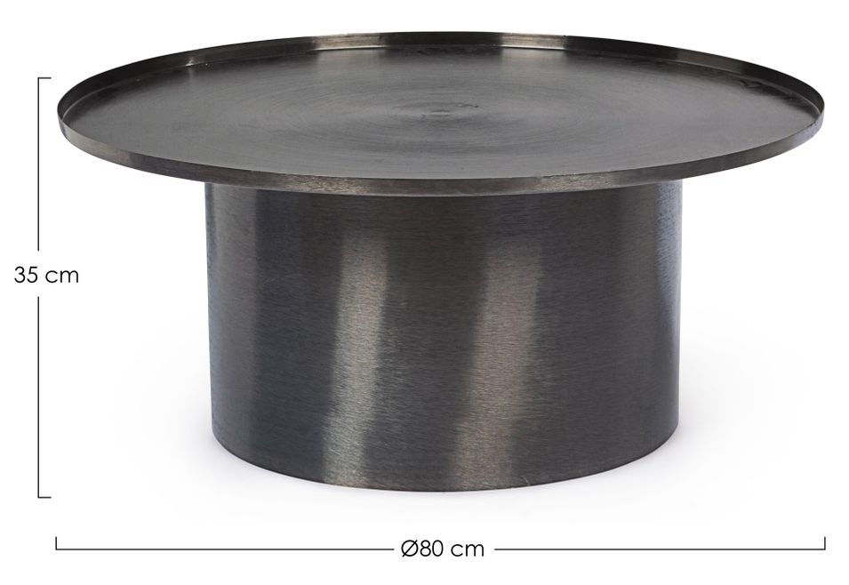 Table d'appoint ronde en acier noir Pita D 80 cm - Photo n°3