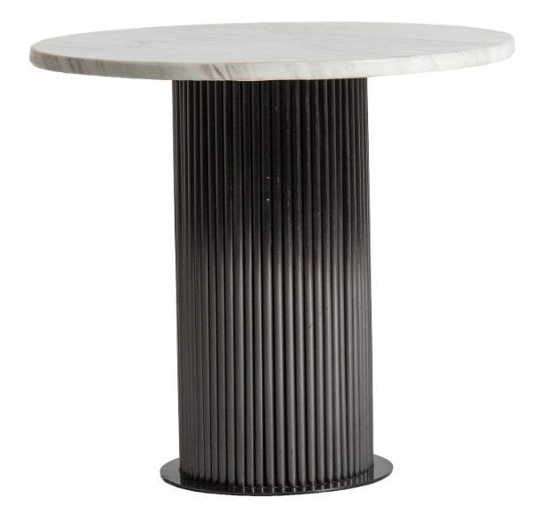 Table d'appoint ronde marbre blanc et métal noir Rivou - Photo n°1