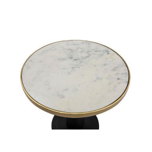 Table d'appoint ronde marbre blanc et métal noir Guaie D 50 cm - Photo n°2