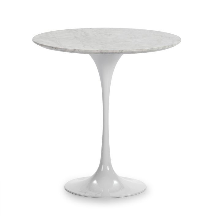 Table d'appoint ronde marbre et fibre de verre blanc Ravies - Photo n°1