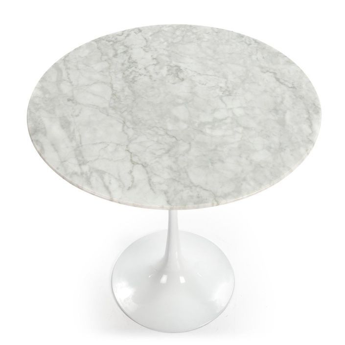 Table d'appoint ronde marbre et fibre de verre blanc Ravies - Photo n°2