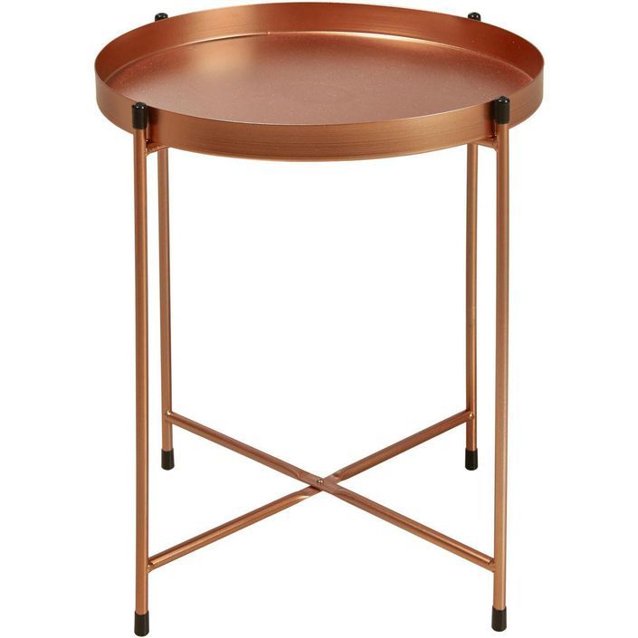 Table d'appoint ronde métal cuivré Renoa D 38 cm - Photo n°1
