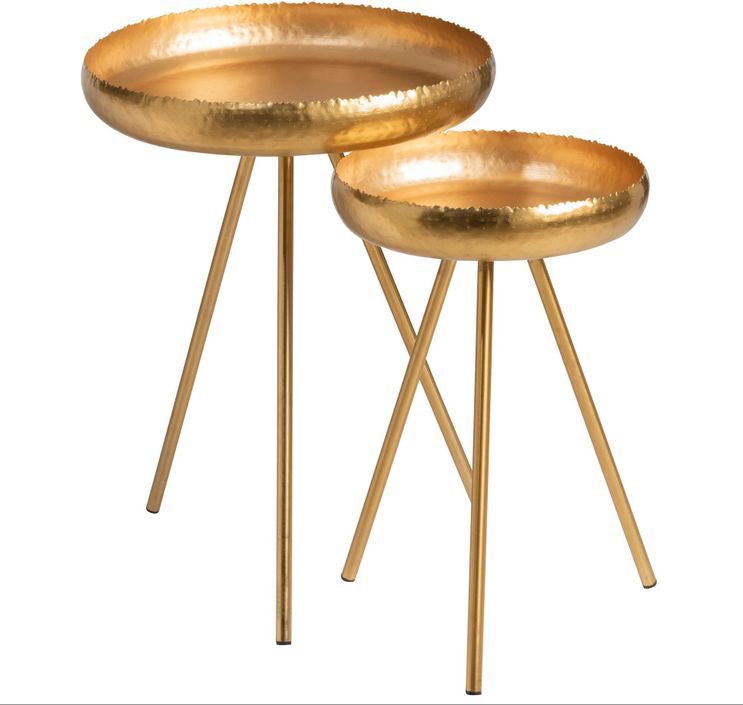 Table d'appoint ronde métal doré Orela - Lot de 2 - Photo n°1