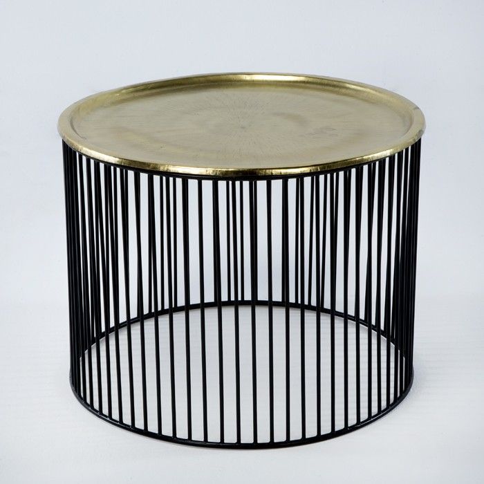 Table d'appoint ronde métal noir et doré Cirade - Photo n°1
