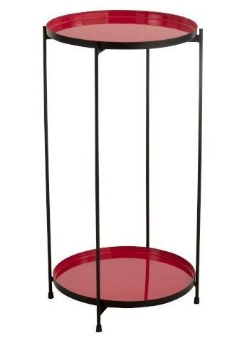 Table d' appoint ronde métal rouge et noir Vadi D 32 cm - Photo n°1