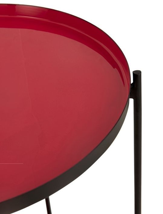 Table d' appoint ronde métal rouge et noir Vadi D 32 cm - Photo n°2