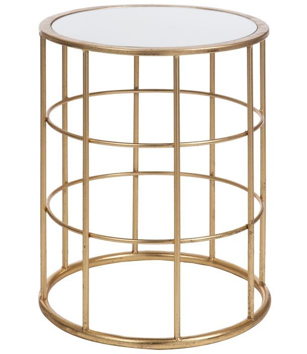 Table d'appoint ronde verre et pieds métal doré Arya D 40 cm - Photo n°1