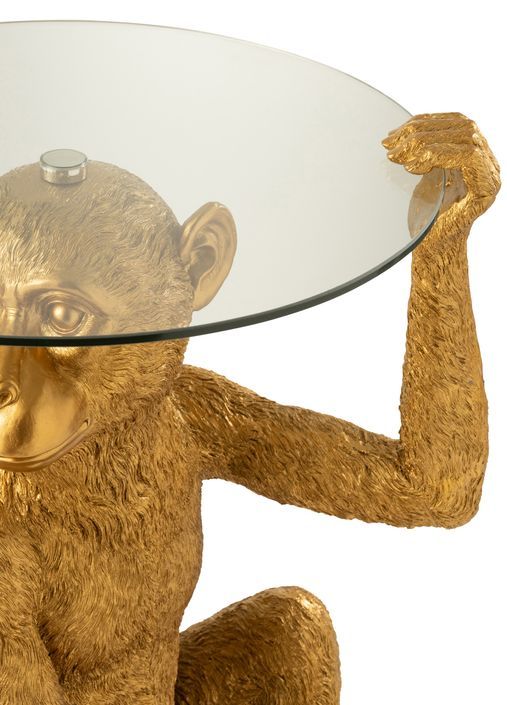 Table d'appoint singe verre doré Poly L 52 cm - Photo n°3