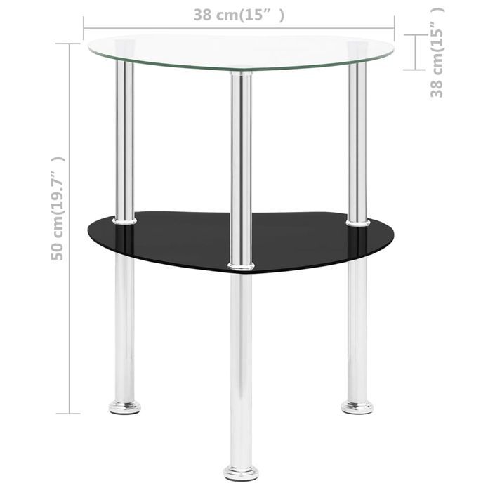 Table d'appoint Transparent et noir 38x38x50cm Verre trempé 2 - Photo n°8