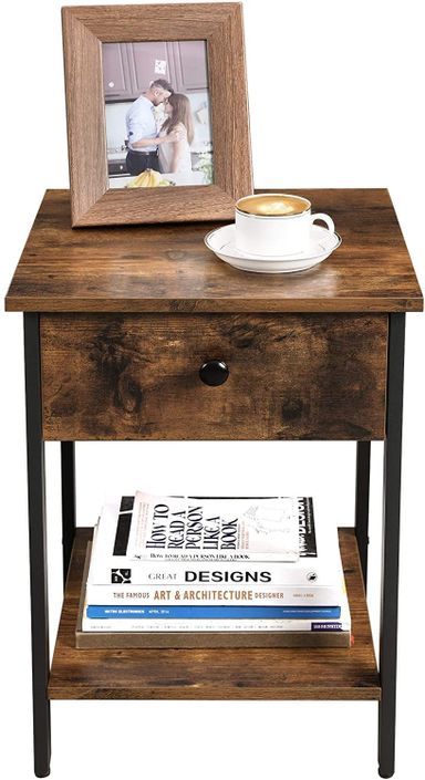 Table d'appoint marron vintage style industriel Kaza 40 cm - Photo n°5