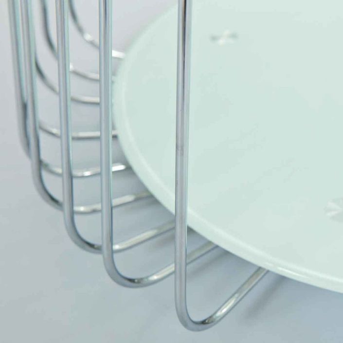Table d'appoint verre blanc et pieds métal chromé Raya D 50 cm - Photo n°2