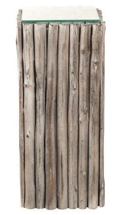 Table d'appoint verre et bois massif gris Lira L 33 cm - Photo n°2