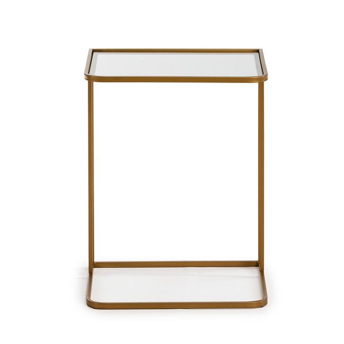 Table d'appoint verre transparent et métal doré Vera - Photo n°2