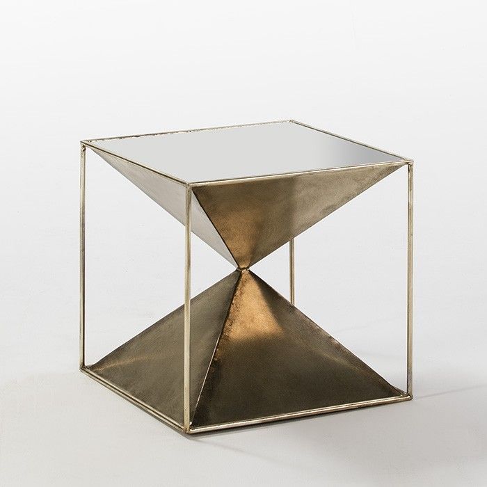 Table d'appoint verre trempé et métal doré Sablar H 46 cm - Photo n°1