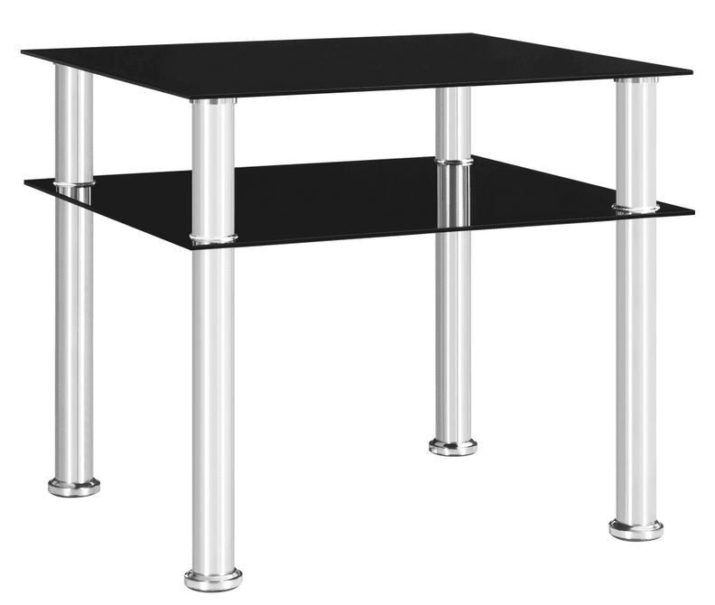 Table d'appoint verre trempé noir et pieds métal gris Cilae - Photo n°1