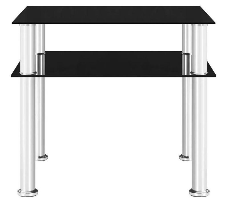 Table d'appoint verre trempé noir et pieds métal gris Cilae - Photo n°2