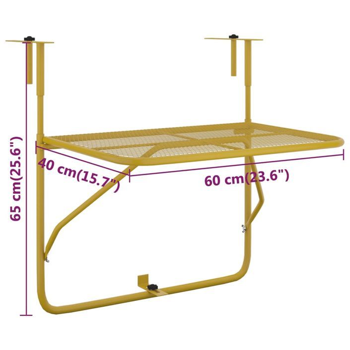 Table de balcon Doré 60x40 cm Acier - Photo n°7