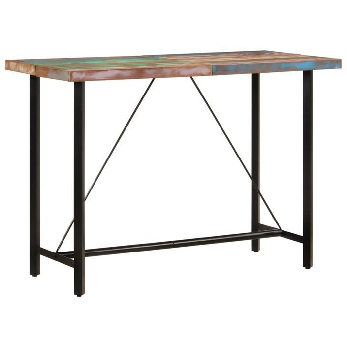 Table de bar 150x70x107 cm bois massif de récupération et fer - Photo n°1