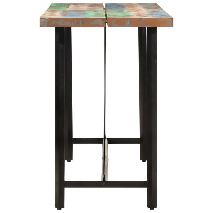 Table de bar 150x70x107 cm bois massif de récupération et fer - Photo n°3