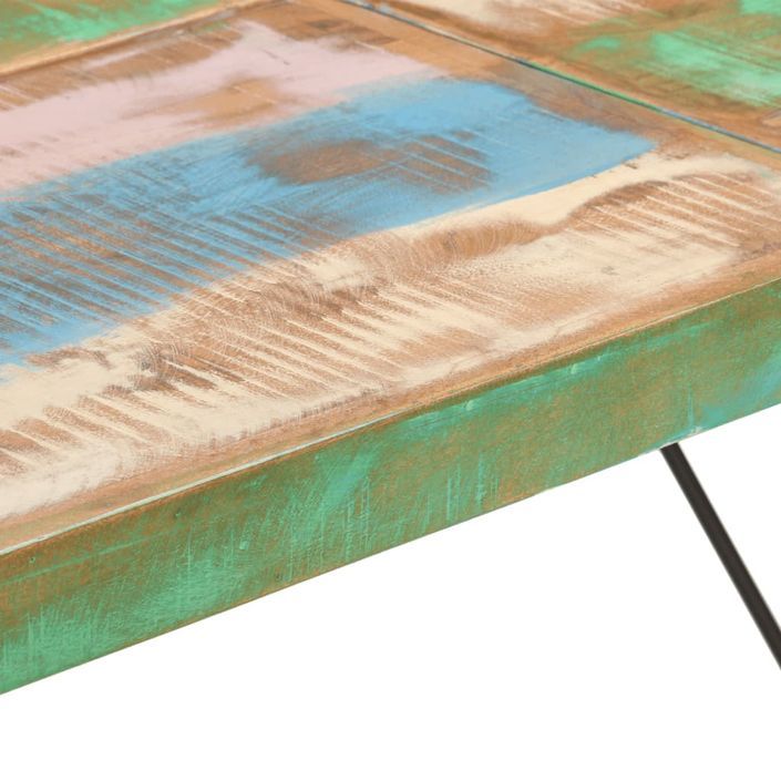 Table de bar 150x70x107 cm bois massif de récupération et fer - Photo n°7
