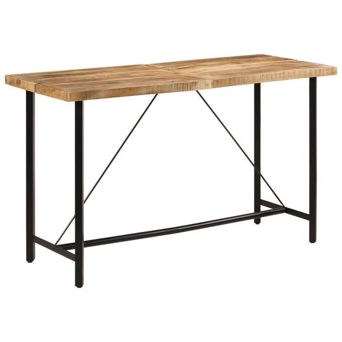 Table de bar 180x70x107 cm bois massif de manguier et fer - Photo n°1