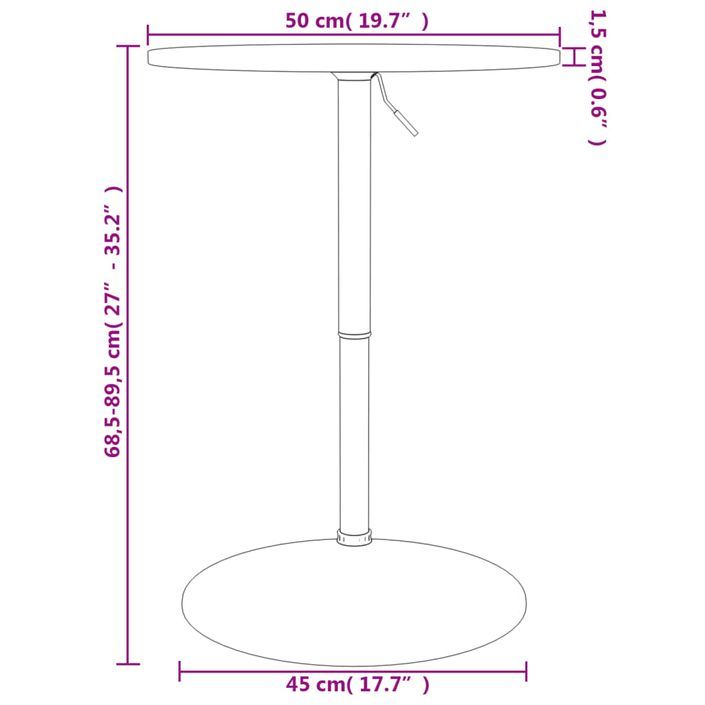 Table de bar Ø50x89,5 cm bois massif de chêne - Photo n°12