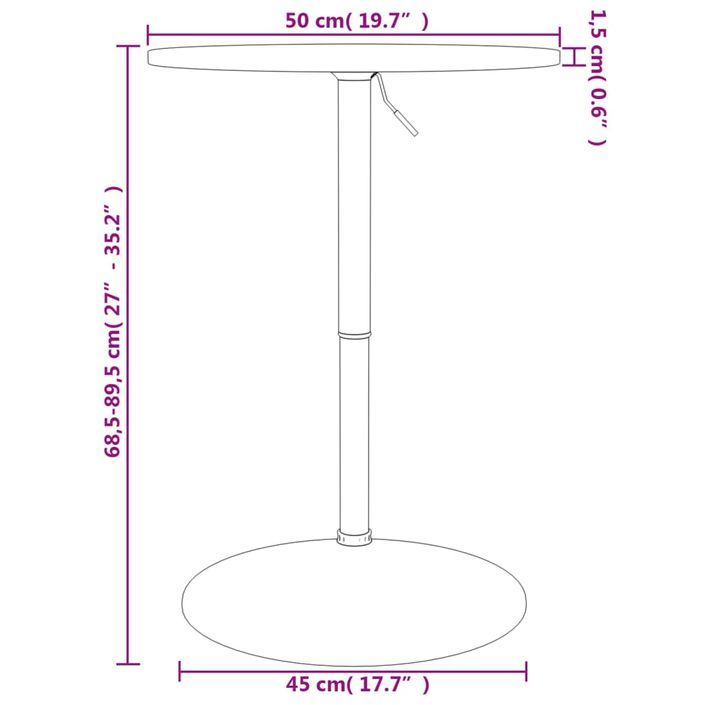 Table de bar Ø50x89,5 cm bois massif de hêtre - Photo n°12