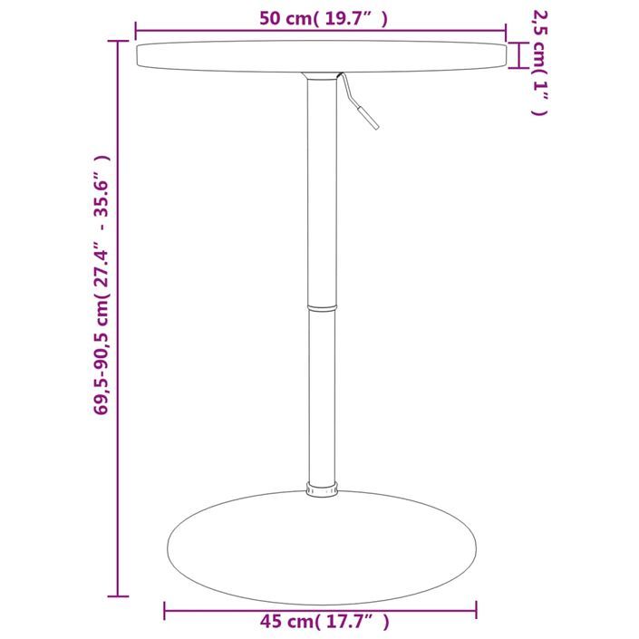 Table de bar Ø50x90,5 cm bois massif de chêne - Photo n°12