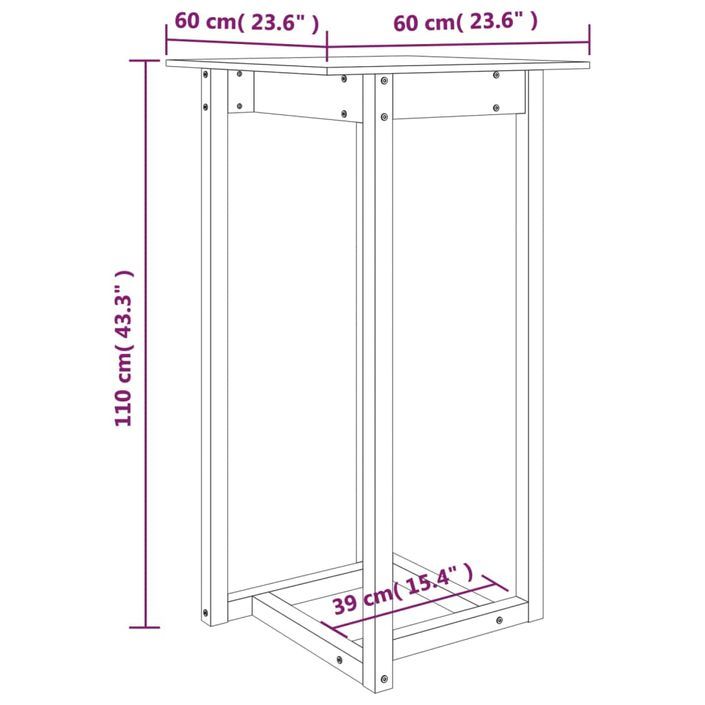 Table de bar 60x60x110 cm Bois massif de pin - Photo n°7