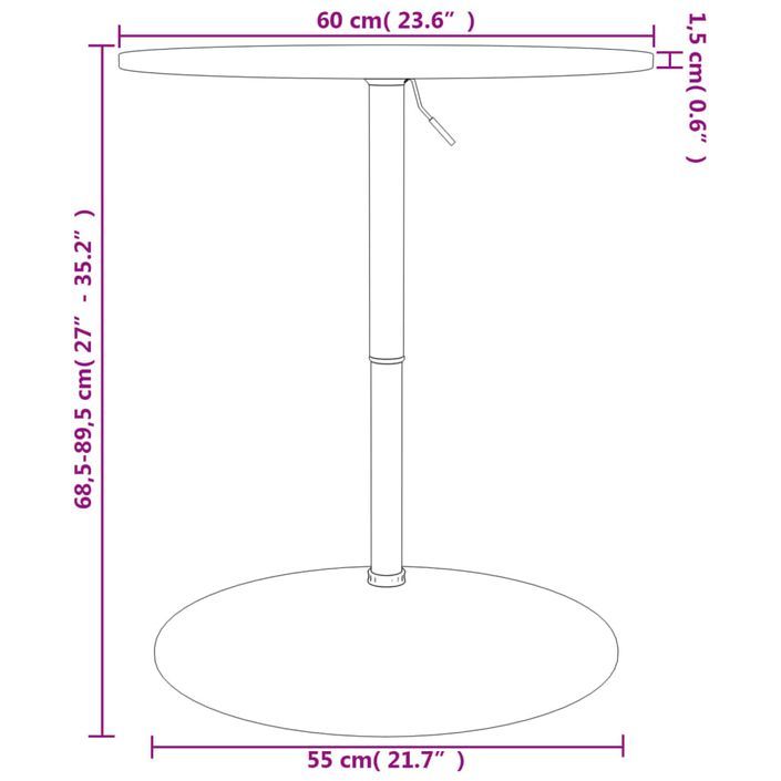 Table de bar Ø60x89,5 cm bois massif de chêne - Photo n°12