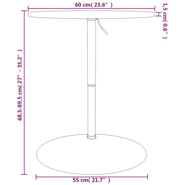 Table de bar Ø60x89,5 cm bois massif de hêtre - Photo n°12