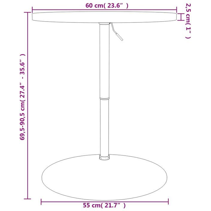 Table de bar Ø60x90,5 cm bois massif de chêne - Photo n°12