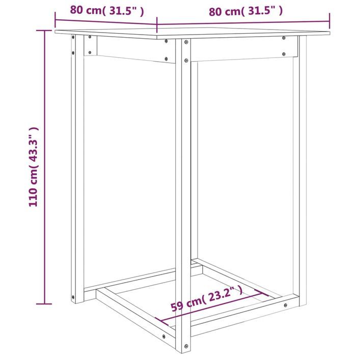 Table de bar 80x80x110 cm Bois massif de pin - Photo n°7