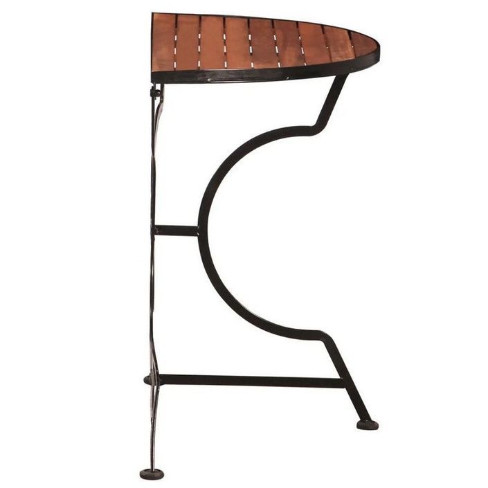 Table de bar acacia massif foncé et pieds métal noir Siori - Photo n°2