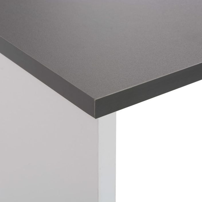 Table de bar avec 2 dessus de table Blanc et gris 130x40x120 cm - Photo n°9