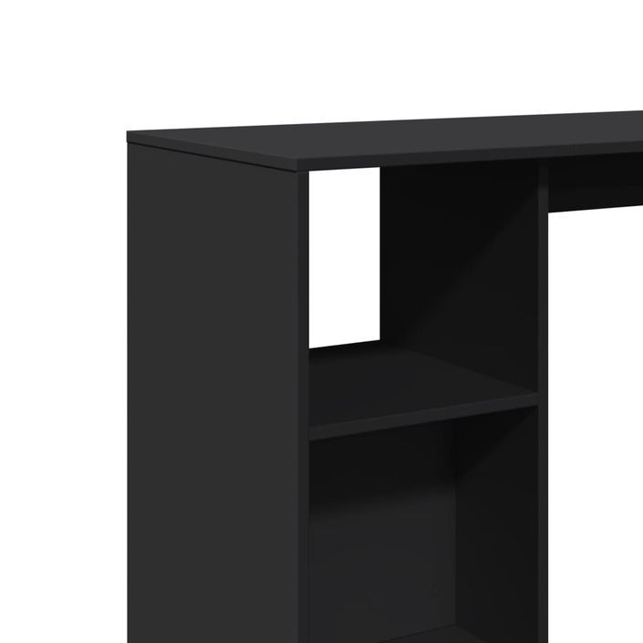 Table de bar avec étagère noir 124x46x103,5cm bois d'ingénierie - Photo n°7