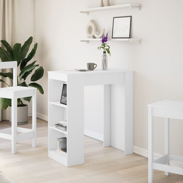 Table de bar avec étagères blanc bois d'ingénierie - Photo n°3