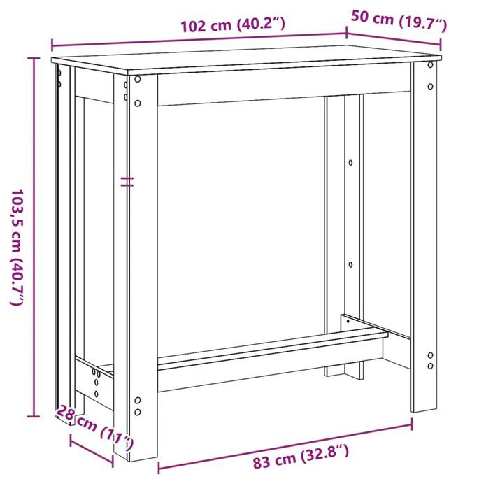 Table de bar blanc 102x50x103,5 cm bois d'ingénierie - Photo n°9