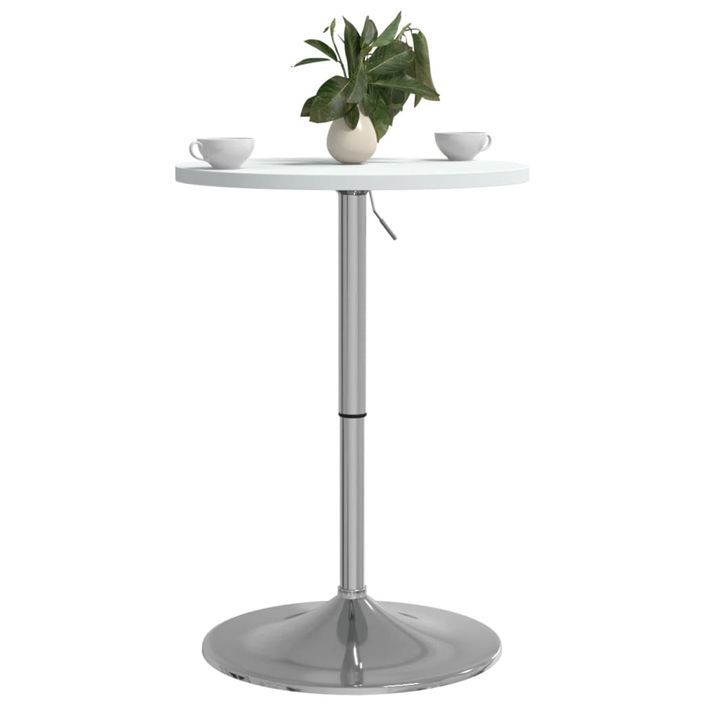 Table de bar blanc 50x50x90cm bois d'ingénierie et acier chromé - Photo n°4