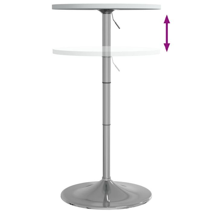 Table de bar blanc 50x50x90cm bois d'ingénierie et acier chromé - Photo n°9