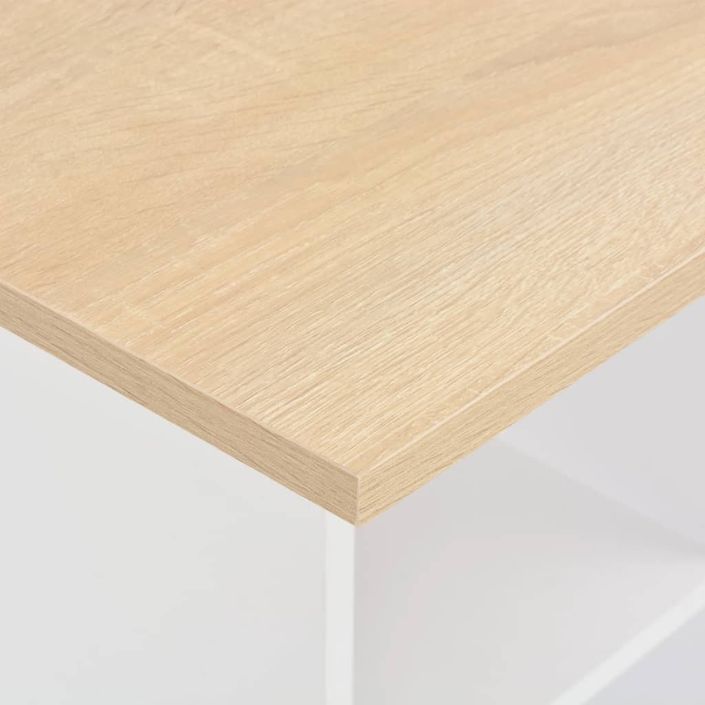 Table de bar Blanc et chêne Sonoma 60x60x110 cm - Photo n°2
