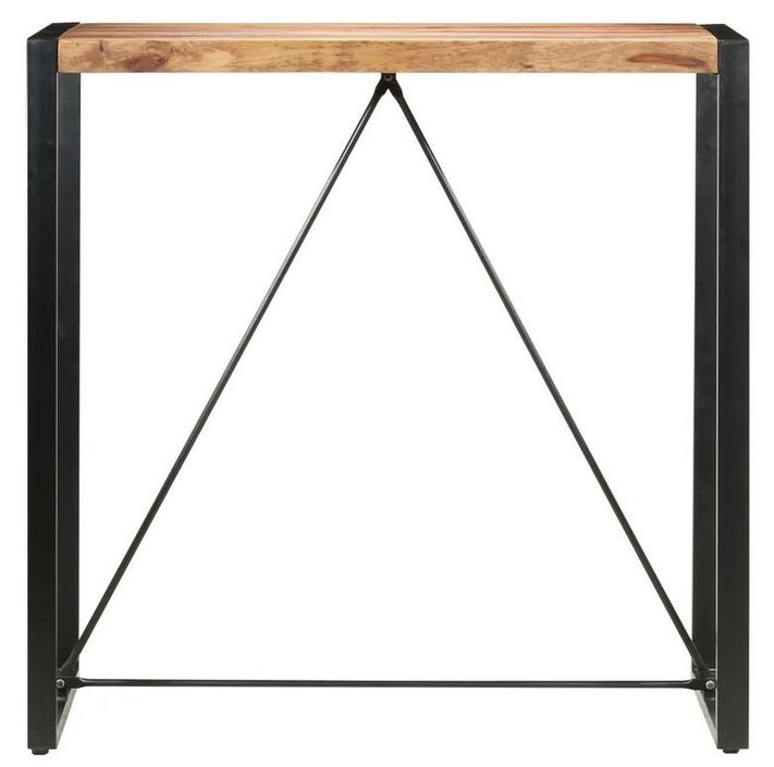 Table de bar bois massif clair et pieds métal noir Janna 110 cm - Photo n°2