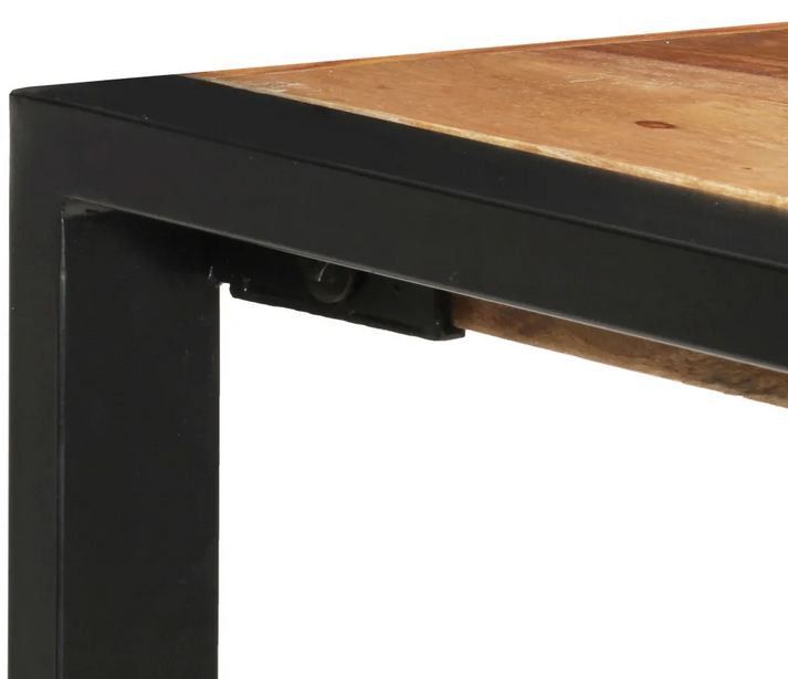 Table de bar bois massif clair et pieds métal noir Janna 110 cm - Photo n°4