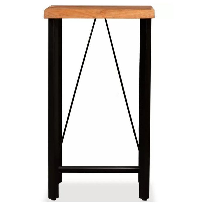 Table de bar bois massif foncé et pieds métal noir Areen 60 cm - Photo n°2