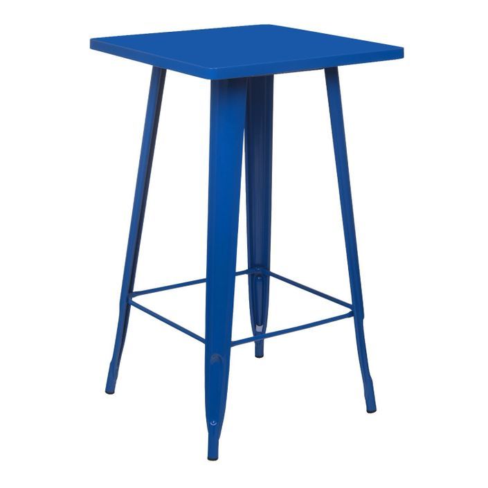 Table de bar carrée acier brillant bleu marine Kontoir 60 cm - Photo n°1