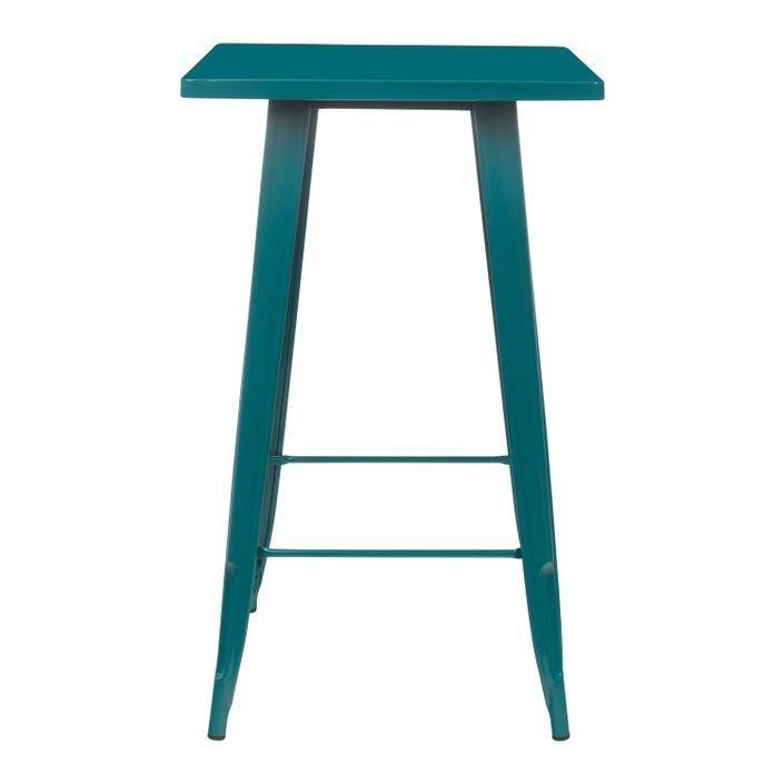 Table de bar carrée acier brillant bleu turquoise Kontoir 60 cm - Photo n°2